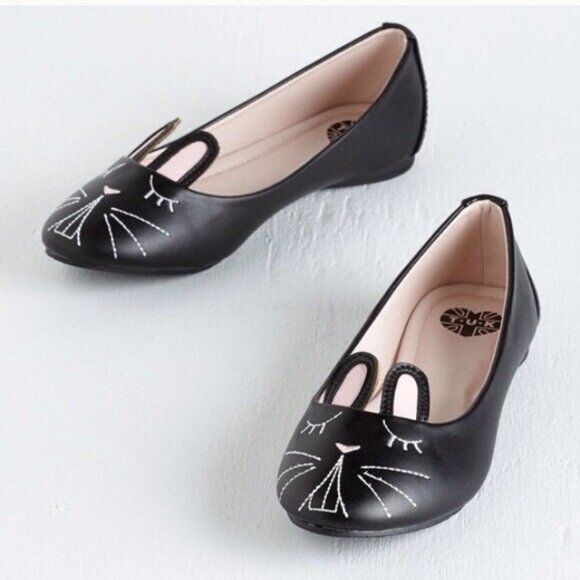 Modcloth T.U.K. Black Bunny Flats - Picture 1 of 5